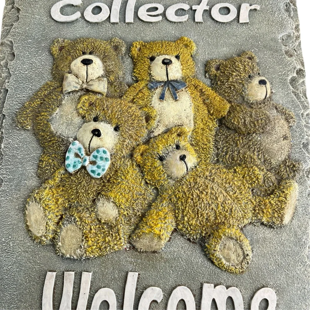 Bear Collector Welcome Sign 3D Resin Wall Plaque Teddy Bear Decor